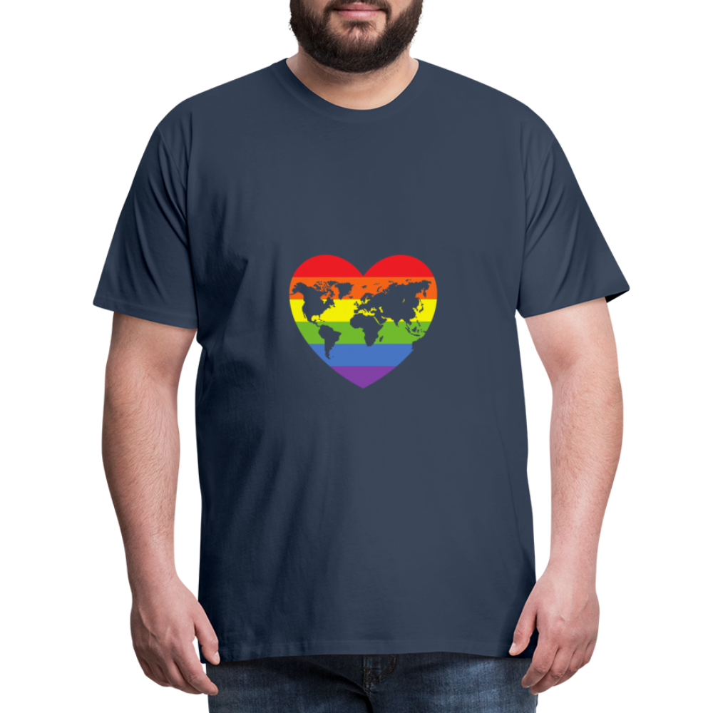 Männer Premium T-Shirt - Herz lgbt - Navy