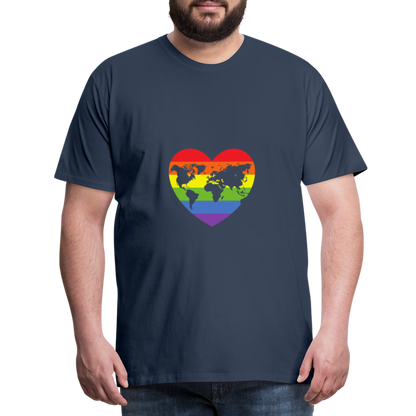 Männer Premium T-Shirt - Herz lgbt - Navy