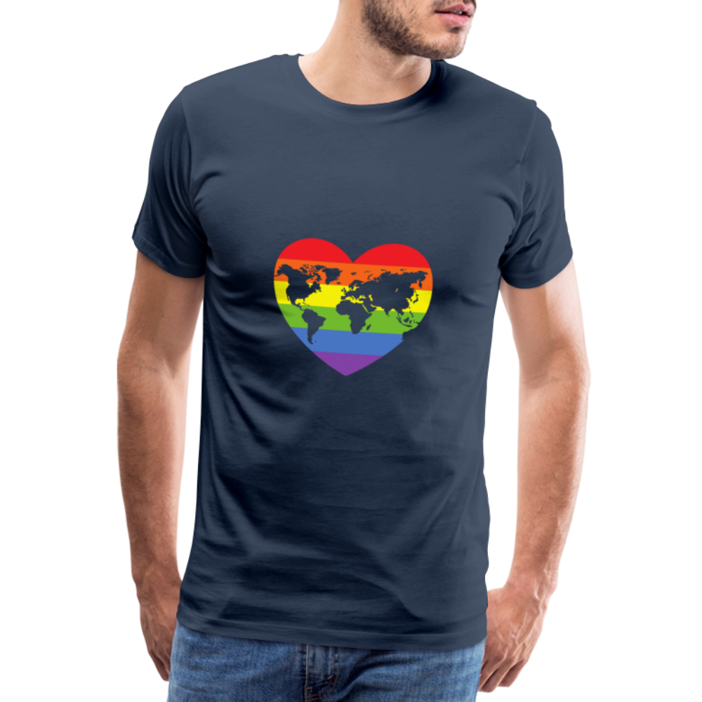 Männer Premium T-Shirt - Herz lgbt - Navy