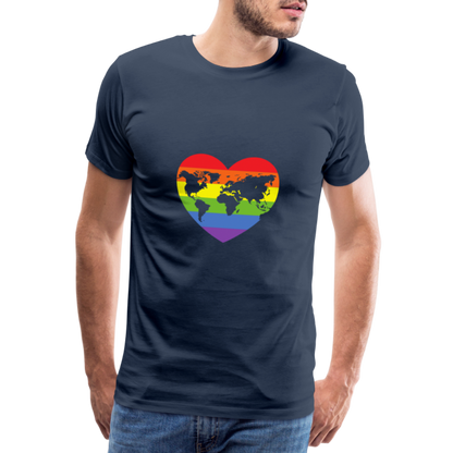 Männer Premium T-Shirt - Herz lgbt - Navy