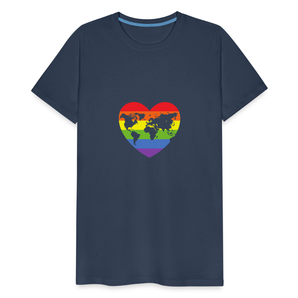 Männer Premium T-Shirt - Herz lgbt - Navy