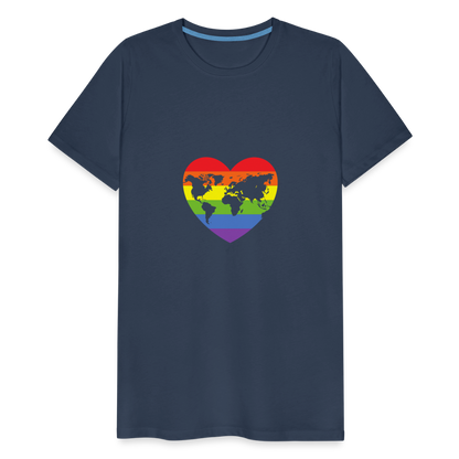 Männer Premium T-Shirt - Herz lgbt - Navy