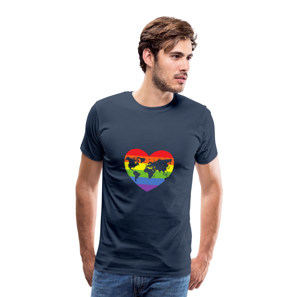 Männer Premium T-Shirt - Herz lgbt - Navy