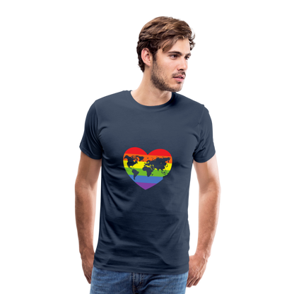 Männer Premium T-Shirt - Herz lgbt - Navy