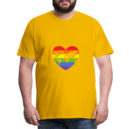 Männer Premium T-Shirt - Herz lgbt - Sonnengelb