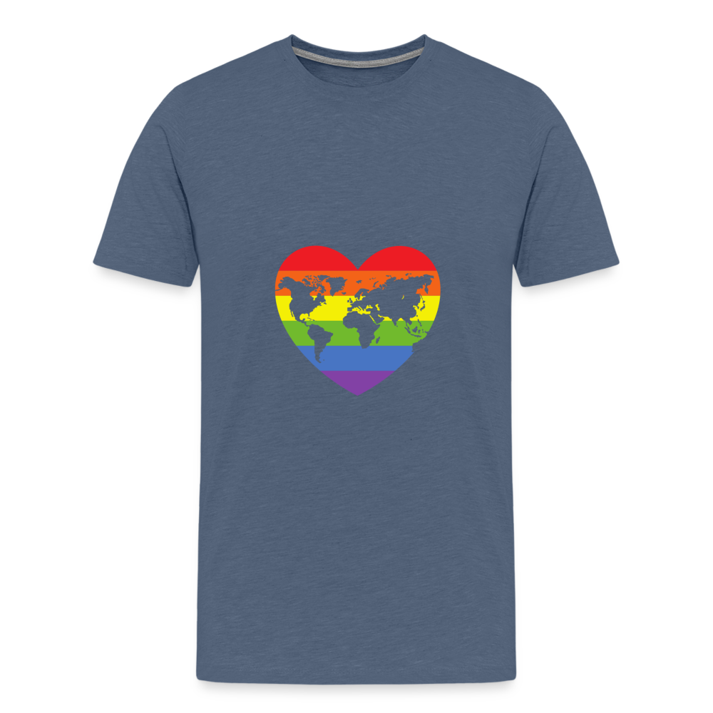 Männer Premium T-Shirt - Herz lgbt - Blau meliert