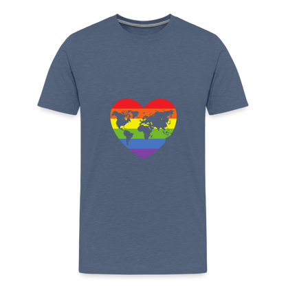 Männer Premium T-Shirt - Herz lgbt - Blau meliert