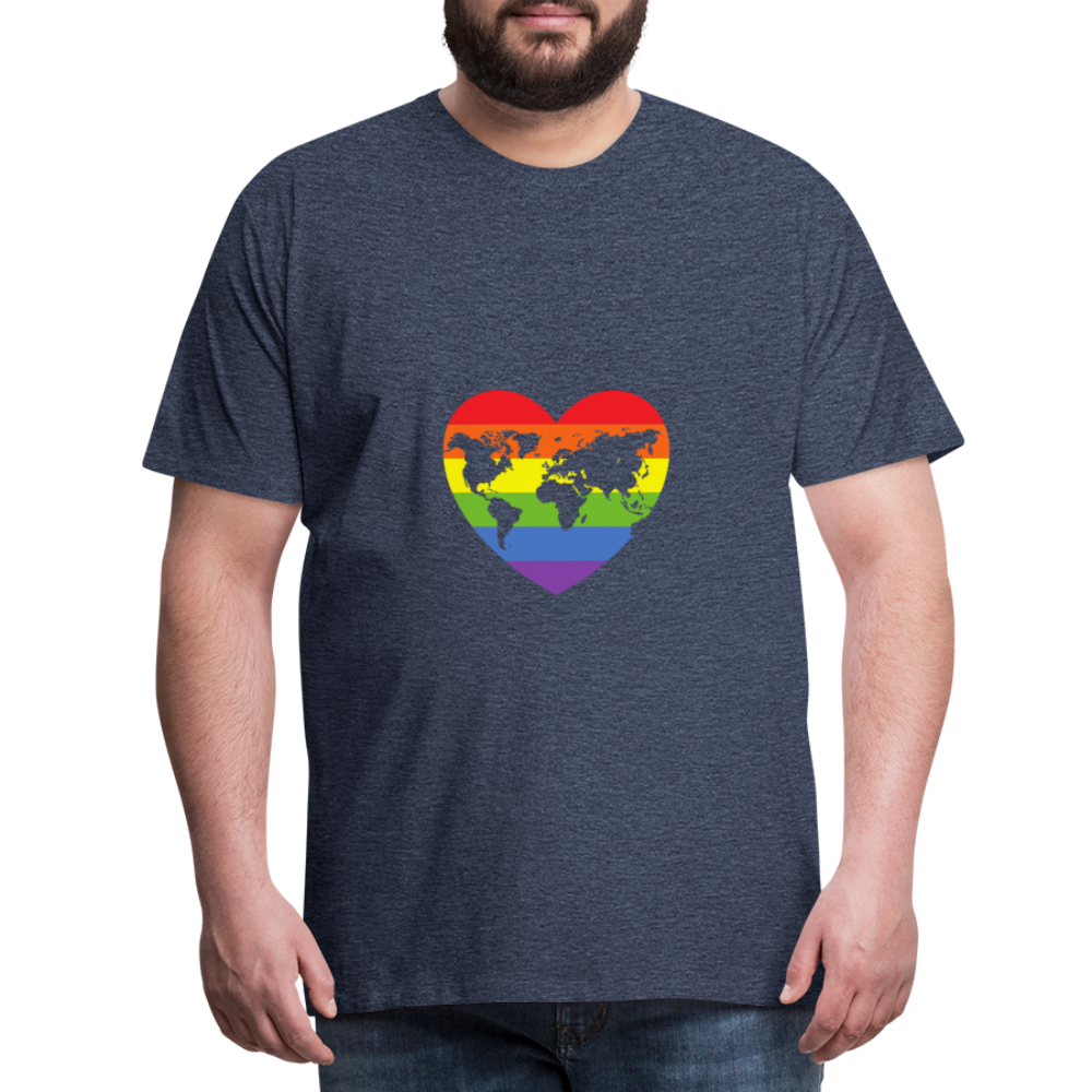 Männer Premium T-Shirt - Herz lgbt - Blau meliert