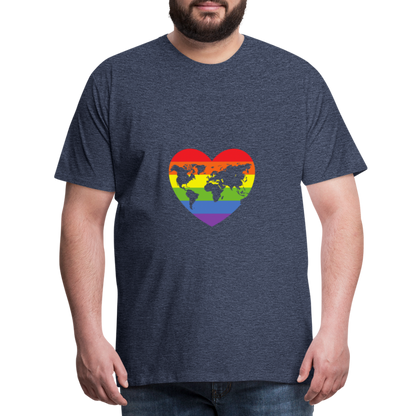 Männer Premium T-Shirt - Herz lgbt - Blau meliert