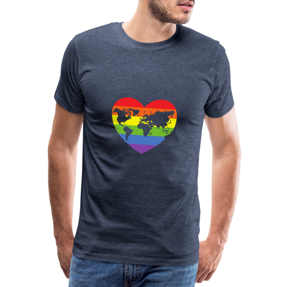 Männer Premium T-Shirt - Herz lgbt - Blau meliert