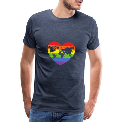 Männer Premium T-Shirt - Herz lgbt - Blau meliert