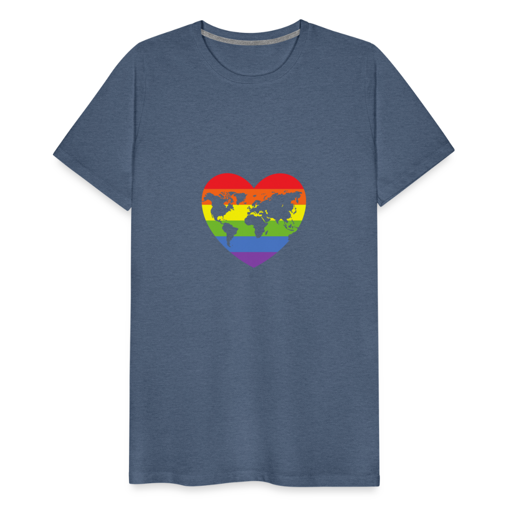 Männer Premium T-Shirt - Herz lgbt - Blau meliert