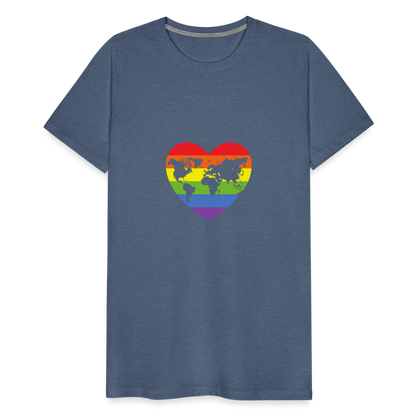 Männer Premium T-Shirt - Herz lgbt - Blau meliert