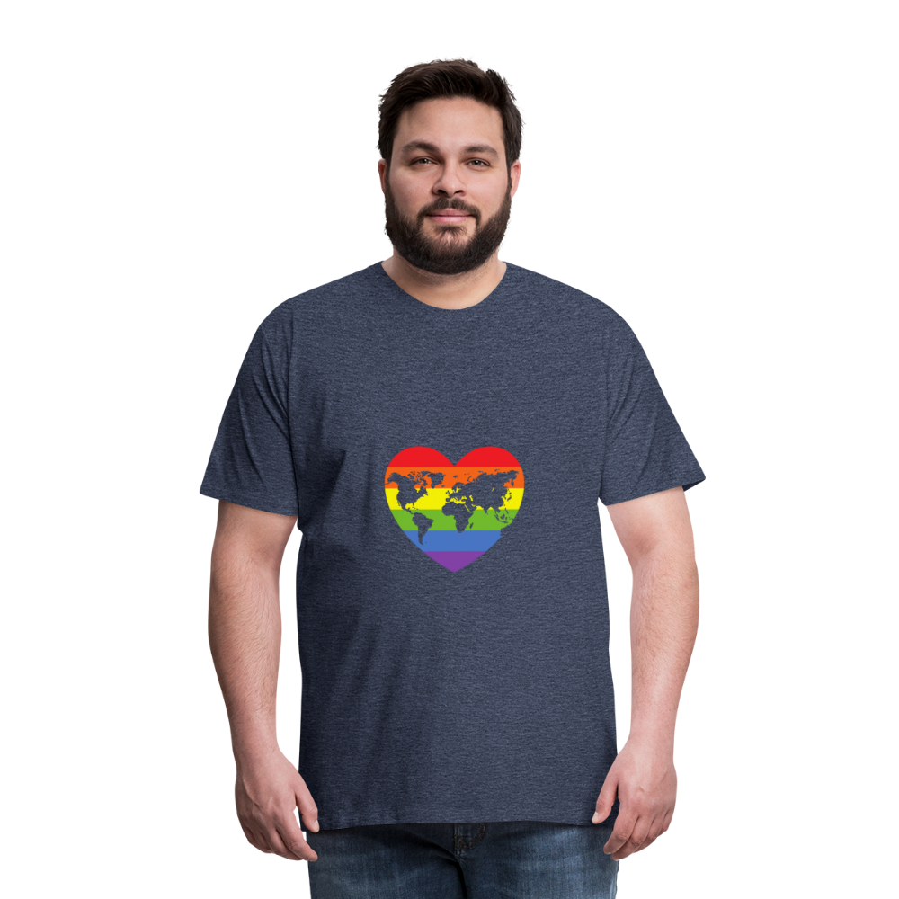 Männer Premium T-Shirt - Herz lgbt - Blau meliert