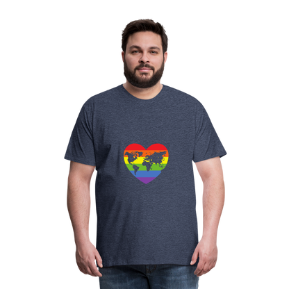 Männer Premium T-Shirt - Herz lgbt - Blau meliert