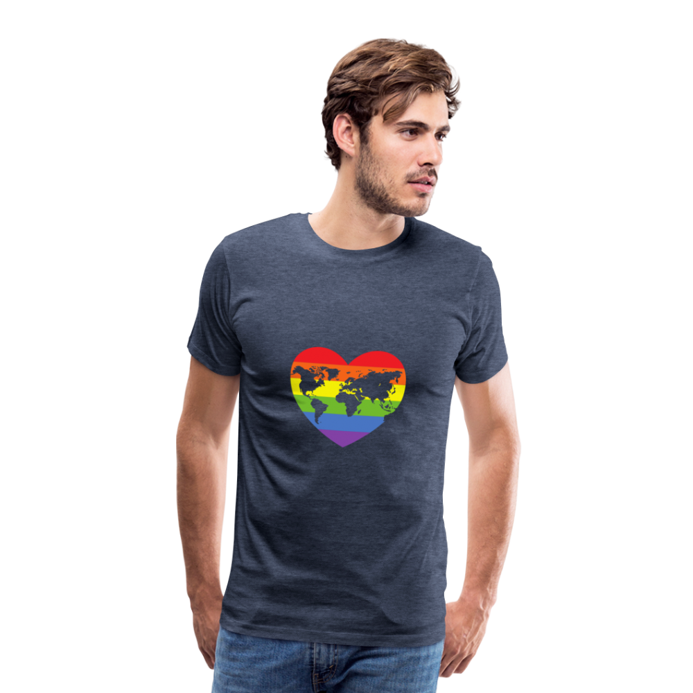 Männer Premium T-Shirt - Herz lgbt - Blau meliert