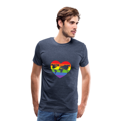 Männer Premium T-Shirt - Herz lgbt - Blau meliert