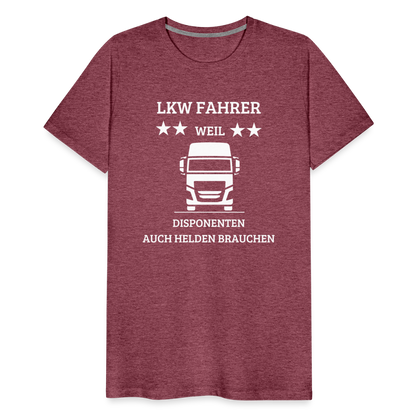 Männer Premium T-Shirt - LKW Dispo Spruch - Bordeauxrot meliert