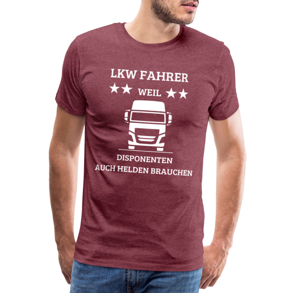 Männer Premium T-Shirt - LKW Dispo Spruch - Bordeauxrot meliert