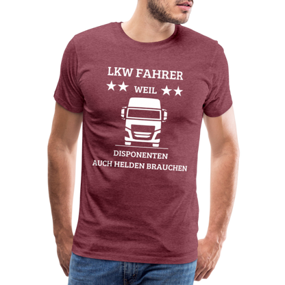 Männer Premium T-Shirt - LKW Dispo Spruch - Bordeauxrot meliert