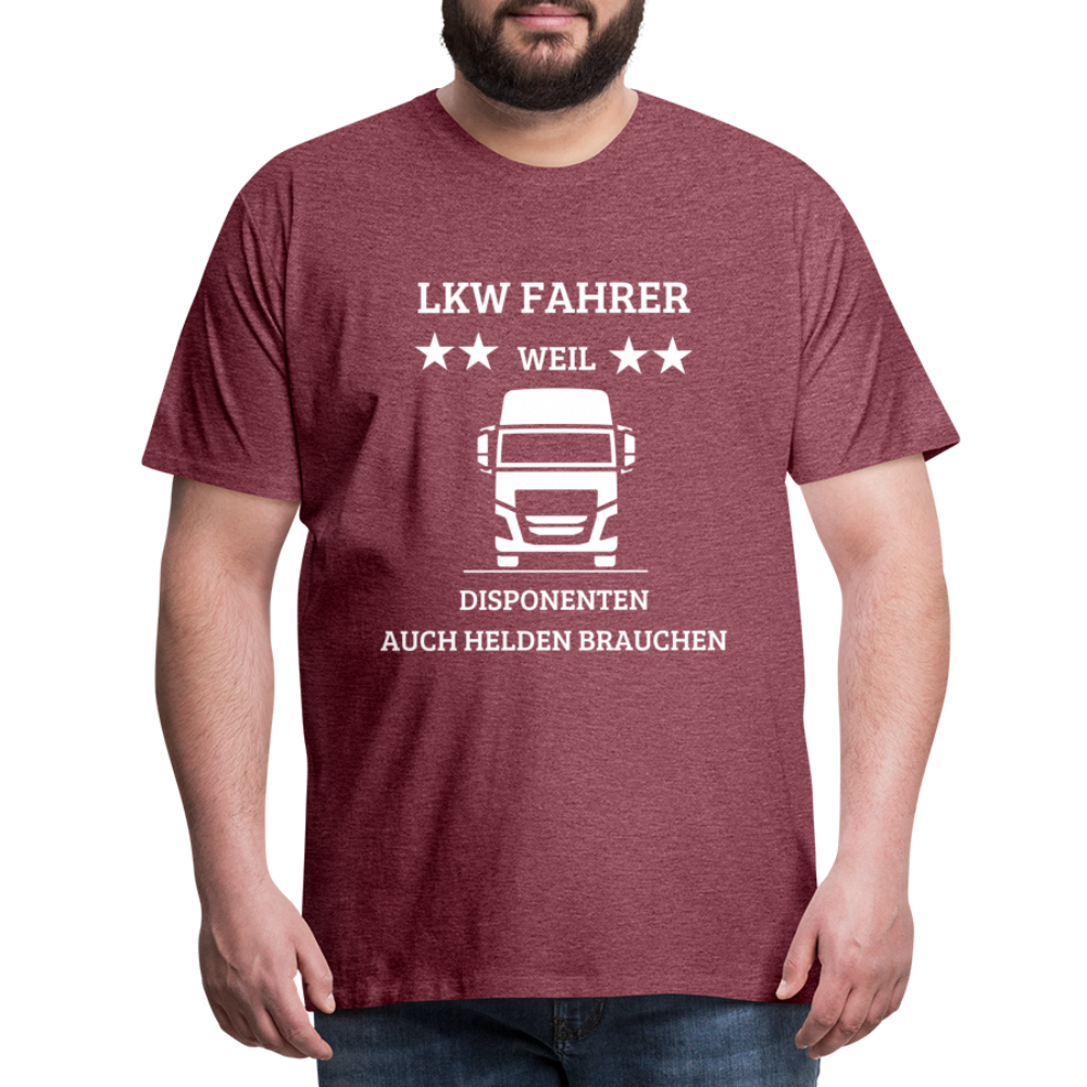 Männer Premium T-Shirt - LKW Dispo Spruch - Bordeauxrot meliert