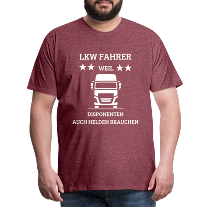 Männer Premium T-Shirt - LKW Dispo Spruch - Bordeauxrot meliert