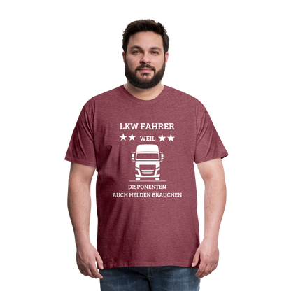 Männer Premium T-Shirt - LKW Dispo Spruch - Bordeauxrot meliert