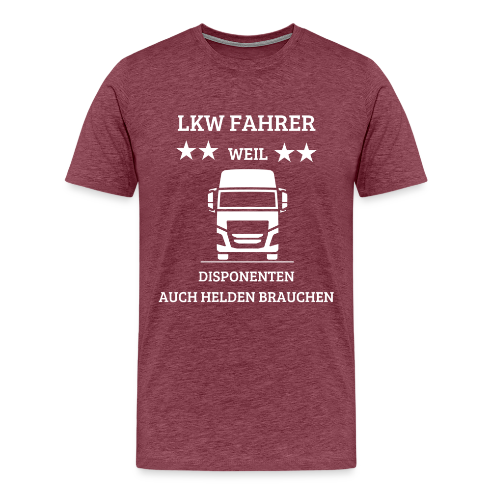 Männer Premium T-Shirt - LKW Dispo Spruch - Bordeauxrot meliert