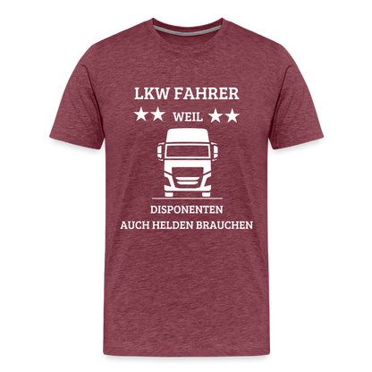 Männer Premium T-Shirt - LKW Dispo Spruch - Bordeauxrot meliert