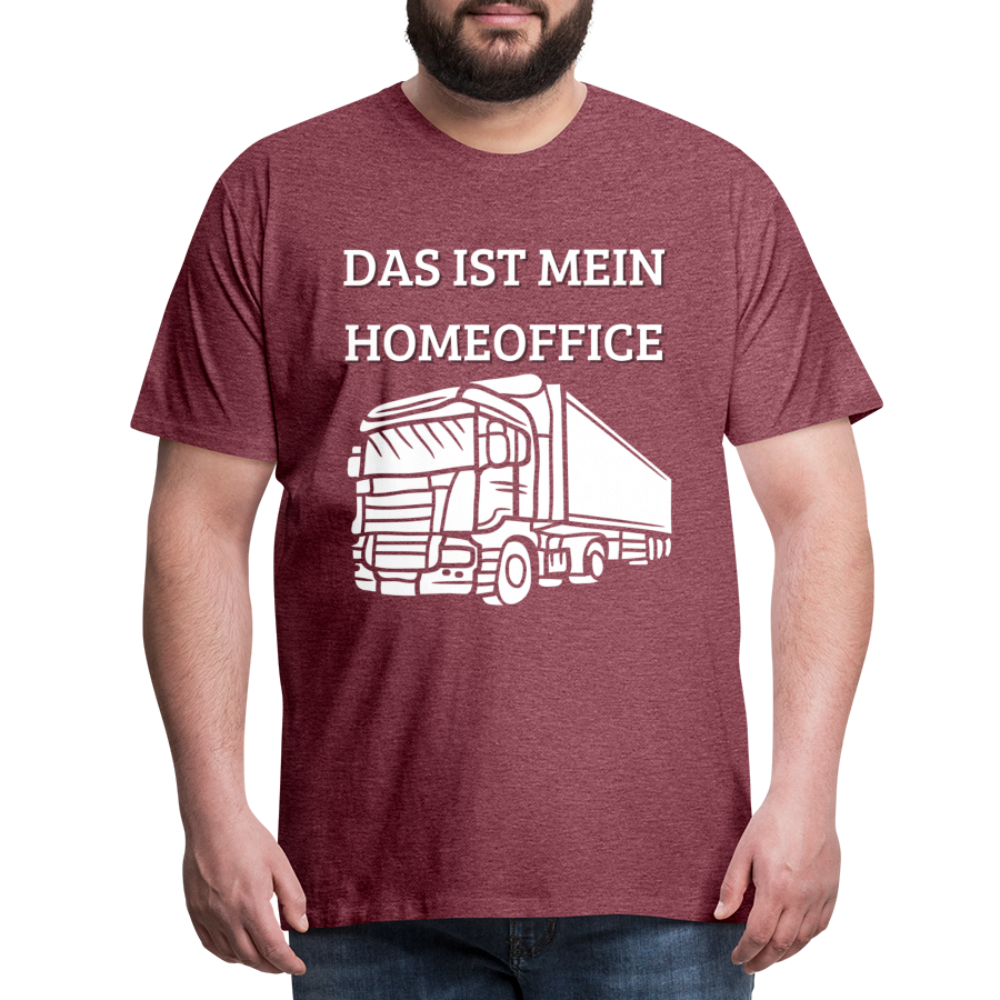 Männer Premium T-Shirt - LKW Homeoffice - Bordeauxrot meliert