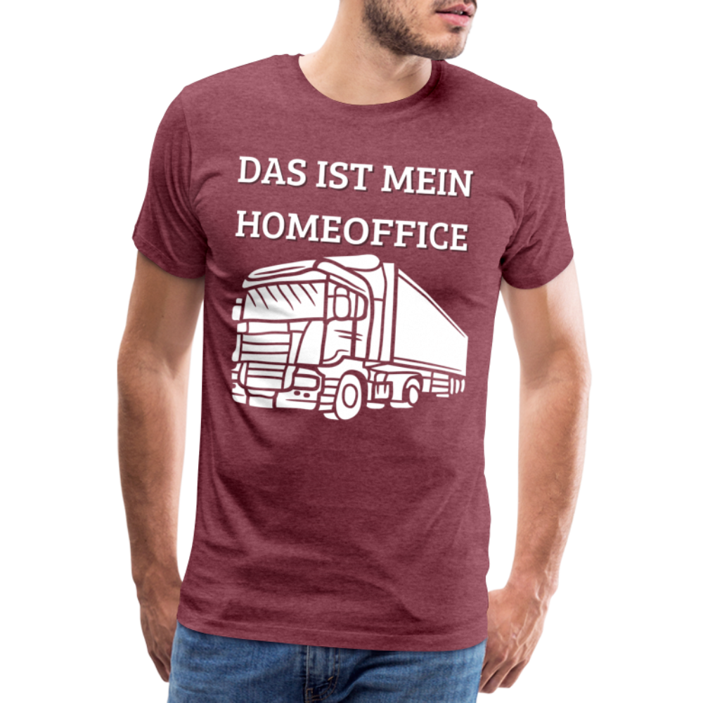 Männer Premium T-Shirt - LKW Homeoffice - Bordeauxrot meliert