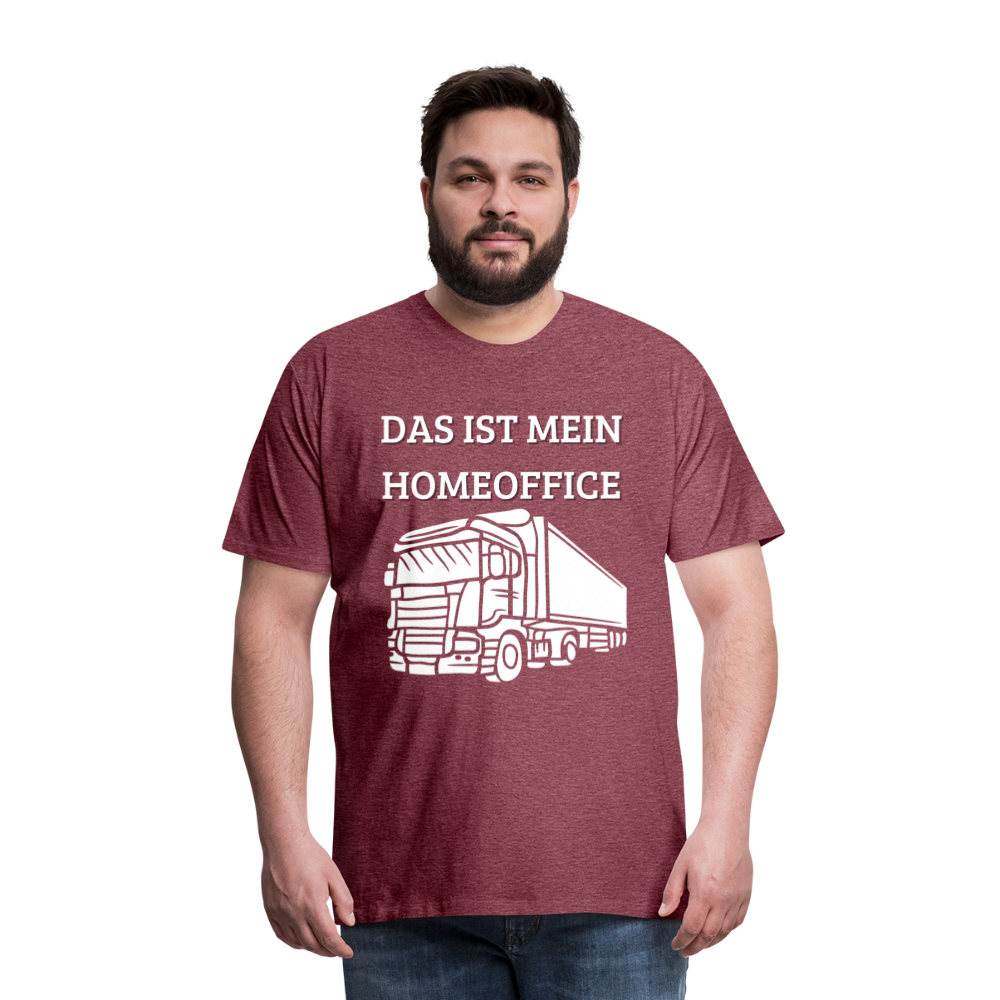 Männer Premium T-Shirt - LKW Homeoffice - Bordeauxrot meliert