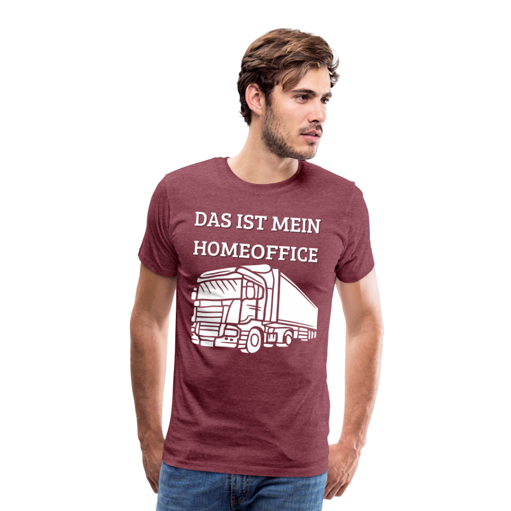 Männer Premium T-Shirt - LKW Homeoffice - Bordeauxrot meliert