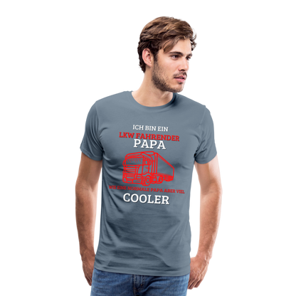 Männer Premium T-Shirt - LKW Cooler Papa - Blaugrau