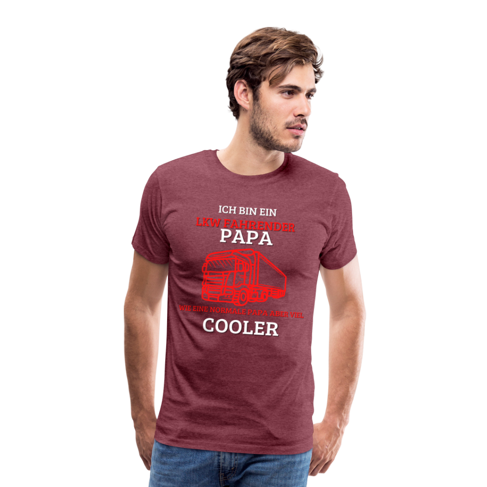 Männer Premium T-Shirt - LKW Cooler Papa - Bordeauxrot meliert