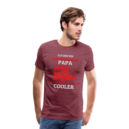 Männer Premium T-Shirt - LKW Cooler Papa - Bordeauxrot meliert