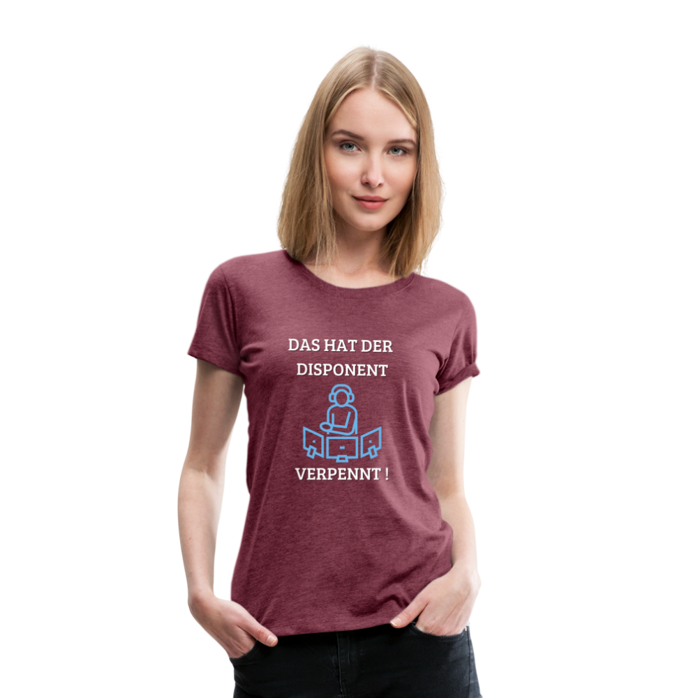 Frauen Premium T-Shirt - LKW Dispo - Bordeauxrot meliert