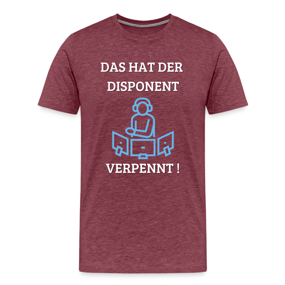 Männer Premium T-Shirt - LKW Dispo - Bordeauxrot meliert