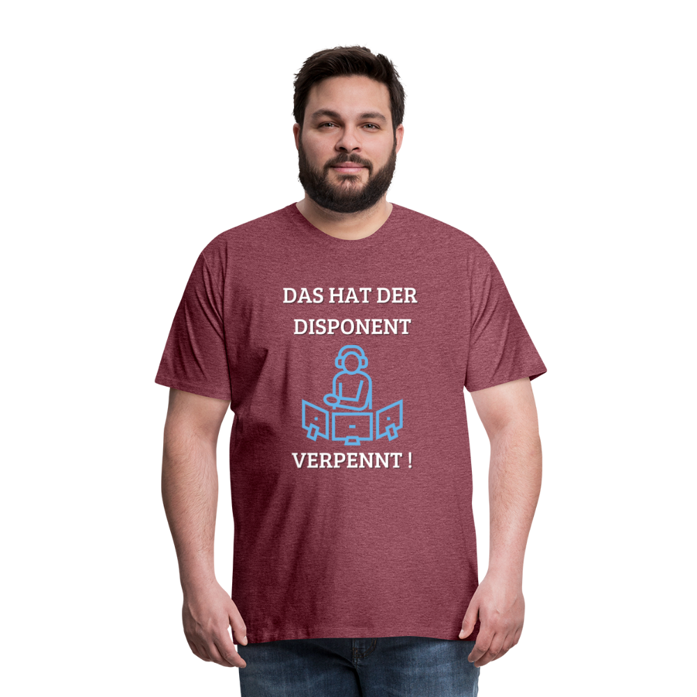 Männer Premium T-Shirt - LKW Dispo - Bordeauxrot meliert