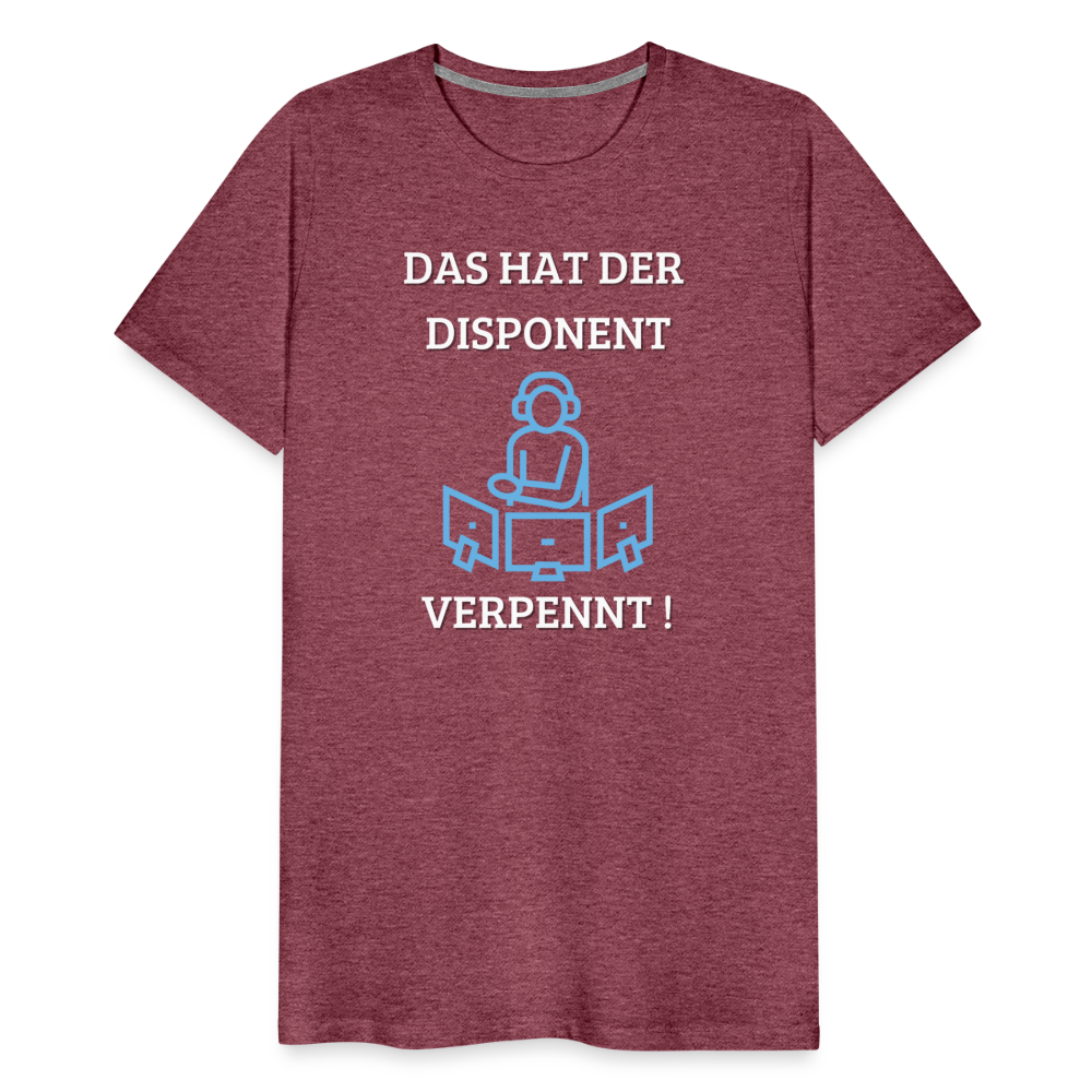 Männer Premium T-Shirt - LKW Dispo - Bordeauxrot meliert