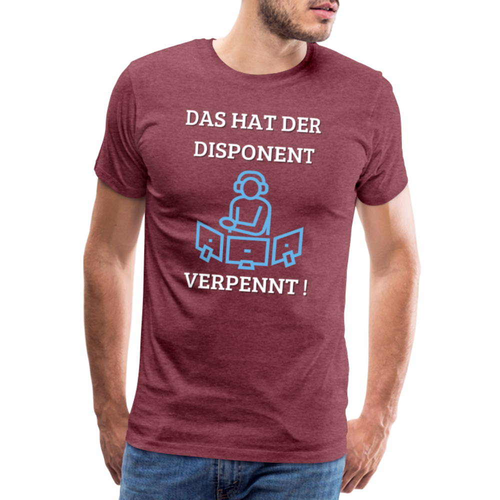 Männer Premium T-Shirt - LKW Dispo - Bordeauxrot meliert