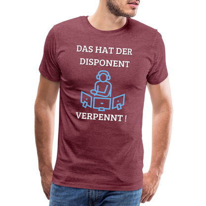 Männer Premium T-Shirt - LKW Dispo - Bordeauxrot meliert