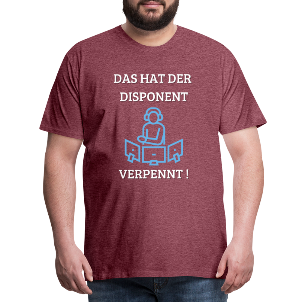 Männer Premium T-Shirt - LKW Dispo - Bordeauxrot meliert