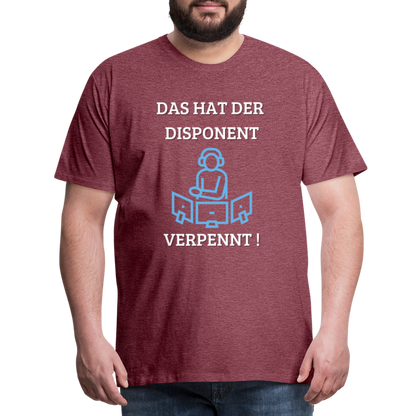 Männer Premium T-Shirt - LKW Dispo - Bordeauxrot meliert