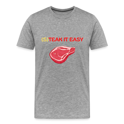 Männer Premium T-Shirt - Steak it Easy - Grau meliert