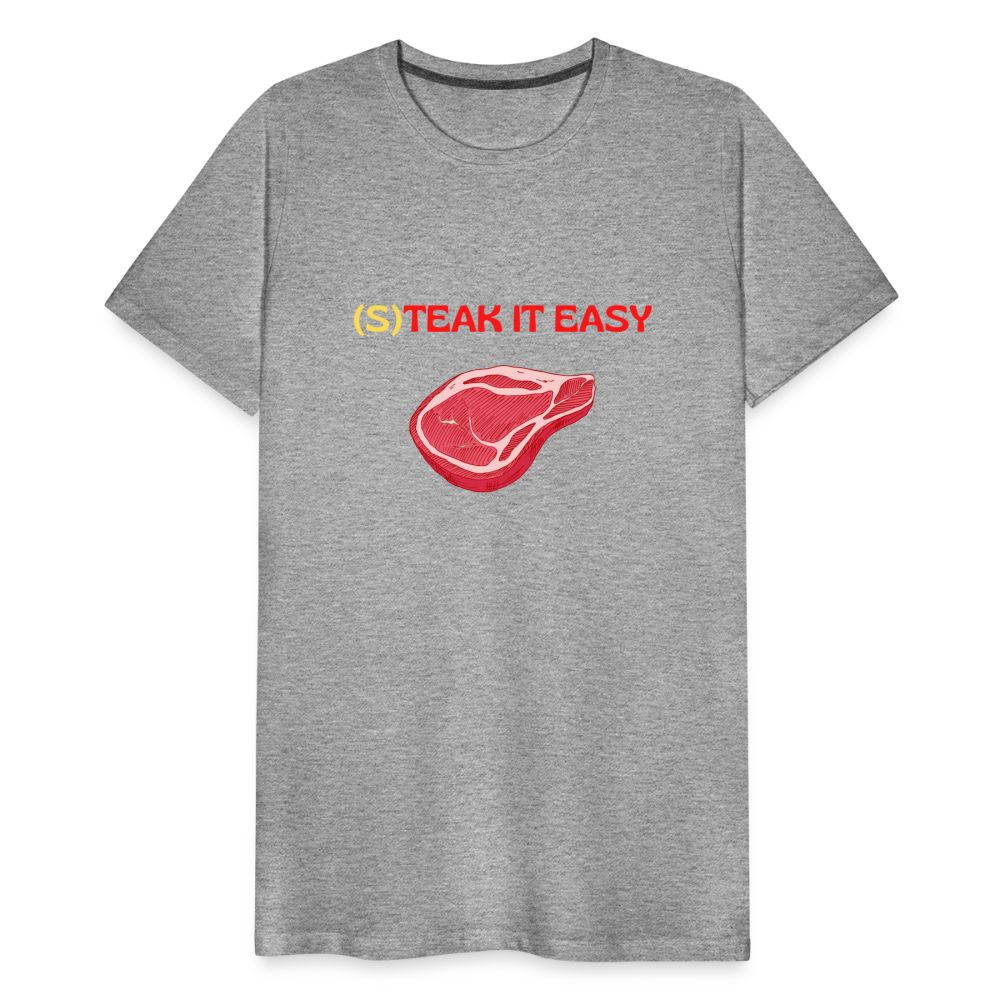 Männer Premium T-Shirt - Steak it Easy - Grau meliert