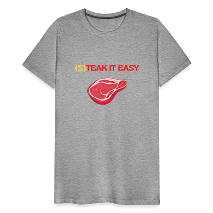 Männer Premium T-Shirt - Steak it Easy - Grau meliert