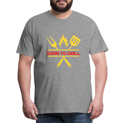 Männer Premium T-Shirt Born to Grill - Grau meliert