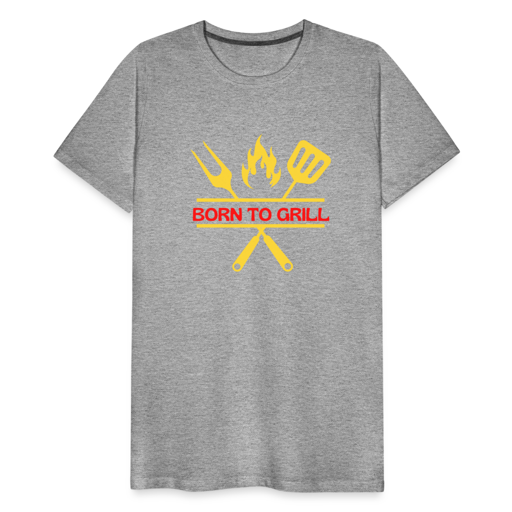 Männer Premium T-Shirt Born to Grill - Grau meliert