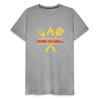 Männer Premium T-Shirt Born to Grill - Grau meliert